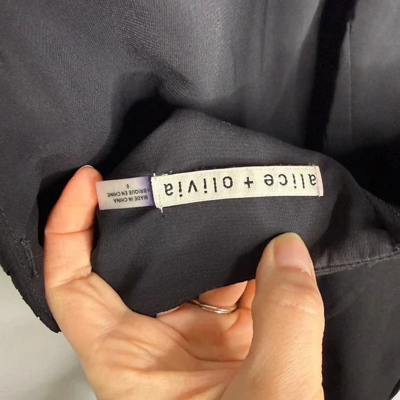 E1 Alice + Olivia Black Pleated Open Back Sleeveless Jumpsuit Size 0 - Picture 6 of 12